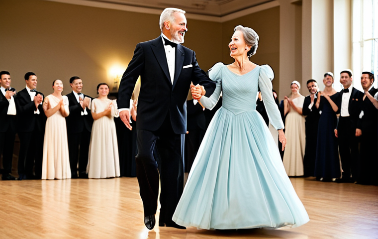 시니어 댄스 클래스 - Salsa Group Class**

"A diverse group of senior adults laughing and enjoying a salsa class in a vibr...