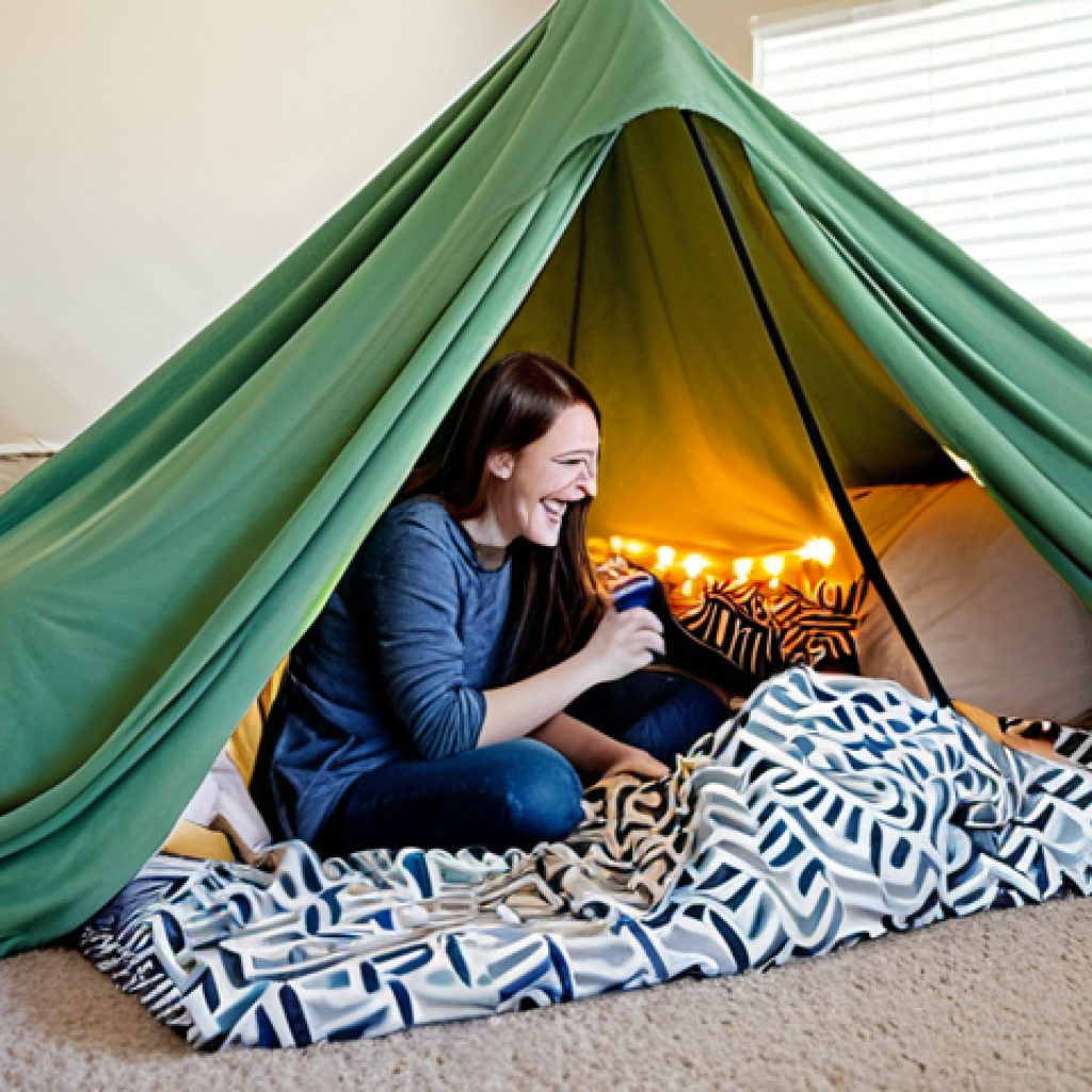 아이와 함께하는 공예 - Cozy Blanket Fort**

A family playfully building a blanket fort in their living room on a Sunday aft...