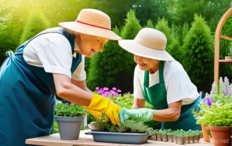 시니어 웰빙 활동 - **An elderly woman with a gentle smile is comfortably seated in a cozy living room, bathed in warm, ...