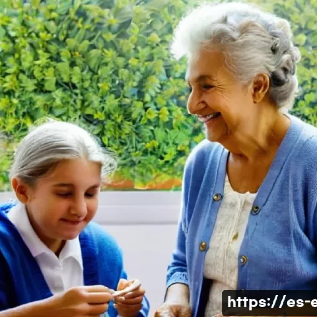 노인 지식 공유 프로그램 - **Prompt:** "A bright and cheerful community center in Seville, Spain. An elderly woman with kind ey...