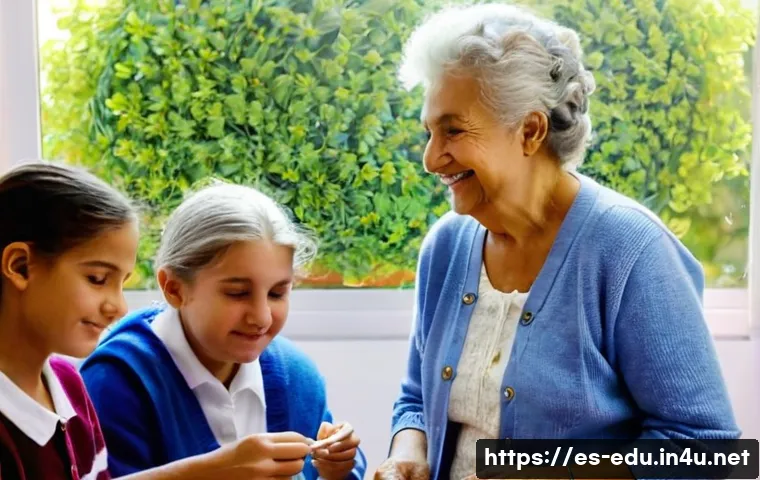 노인 지식 공유 프로그램 - **Prompt:** "A bright and cheerful community center in Seville, Spain. An elderly woman with kind ey...